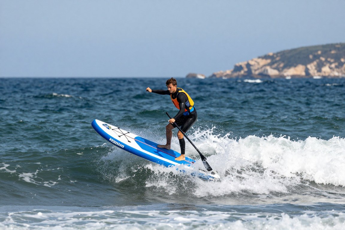 SUP gonflabil Romania 2026 in conditii de valuri la Marea Neagra SUP gonflabil Romania 2026 in conditii de valuri la Marea Neagra
