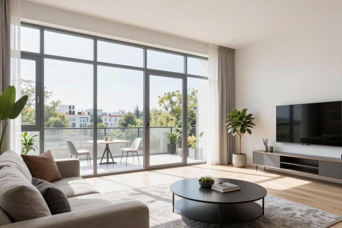 bright Romanian living room large windows south facing QLED recommendation bright Romanian living room large windows south facing QLED recommendation