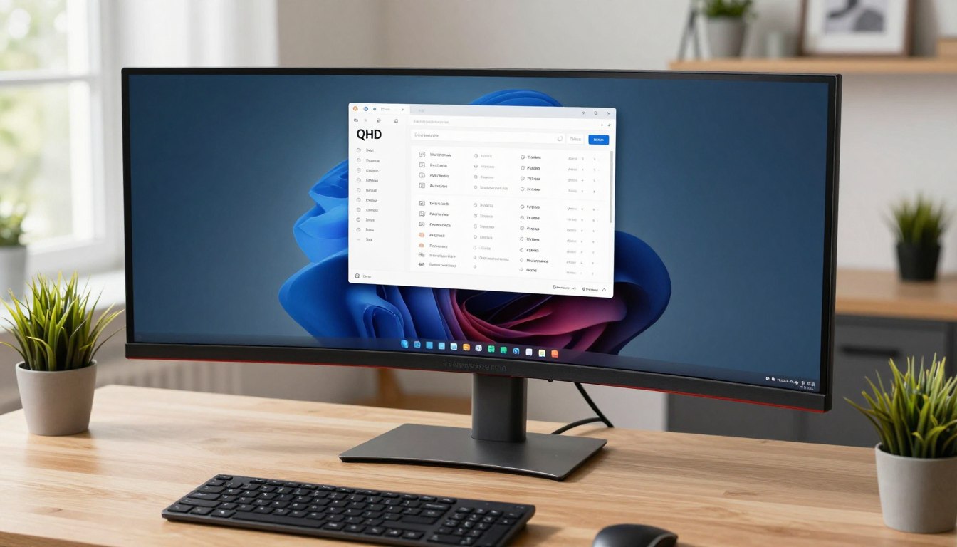 monitor ultrawide de 34 inch curbat pe birou