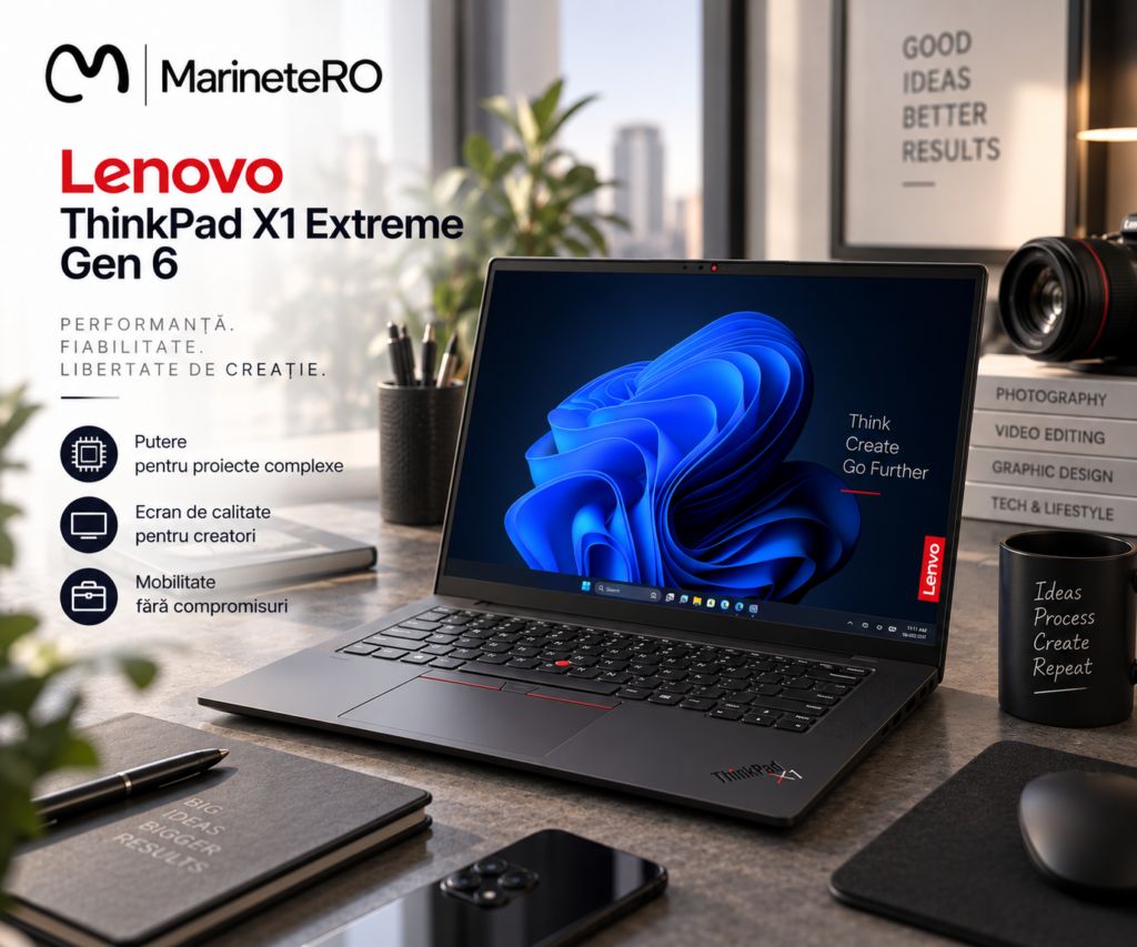 Lenovo ThinkPad keyboard and TrackPoint detail for professional laptop grafica video editing Romania 2026 Laptop Lenovo ThinkPad X1