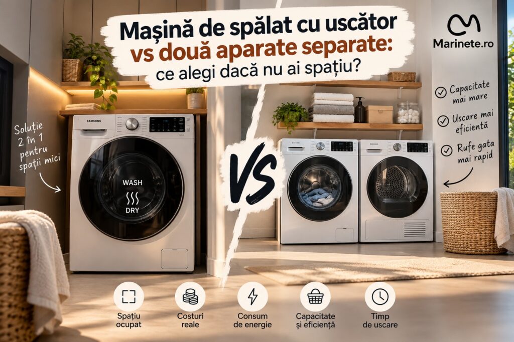 Mașină de spălat cu uscător vs două aparate separate: ce alegi dacă nu ai spațiu?