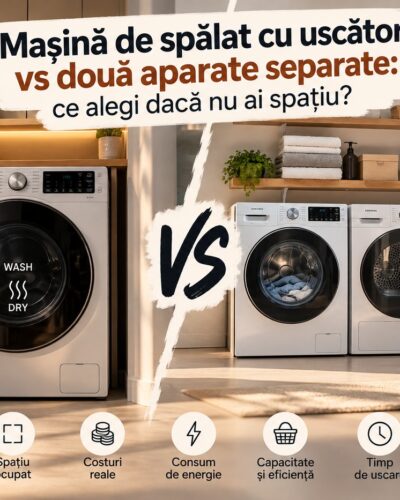 Mașină de spălat cu uscător vs două aparate separate: ce alegi dacă nu ai spațiu?