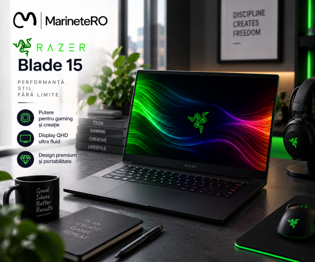 Razer Blade RGB keyboard lighting detail gaming laptop for creators Romania 2026 Razer Blade